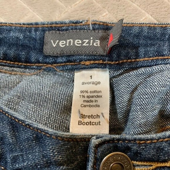 Venezia Womens 32 Denim Jeans Blue Boot Cut Mid Rise Stretch Medium Wash - Picture 5 of 12